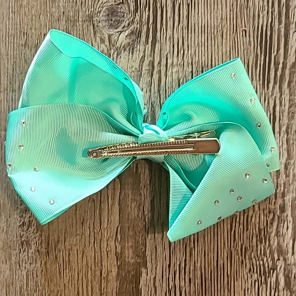 Aqua Bow with Rhinestones